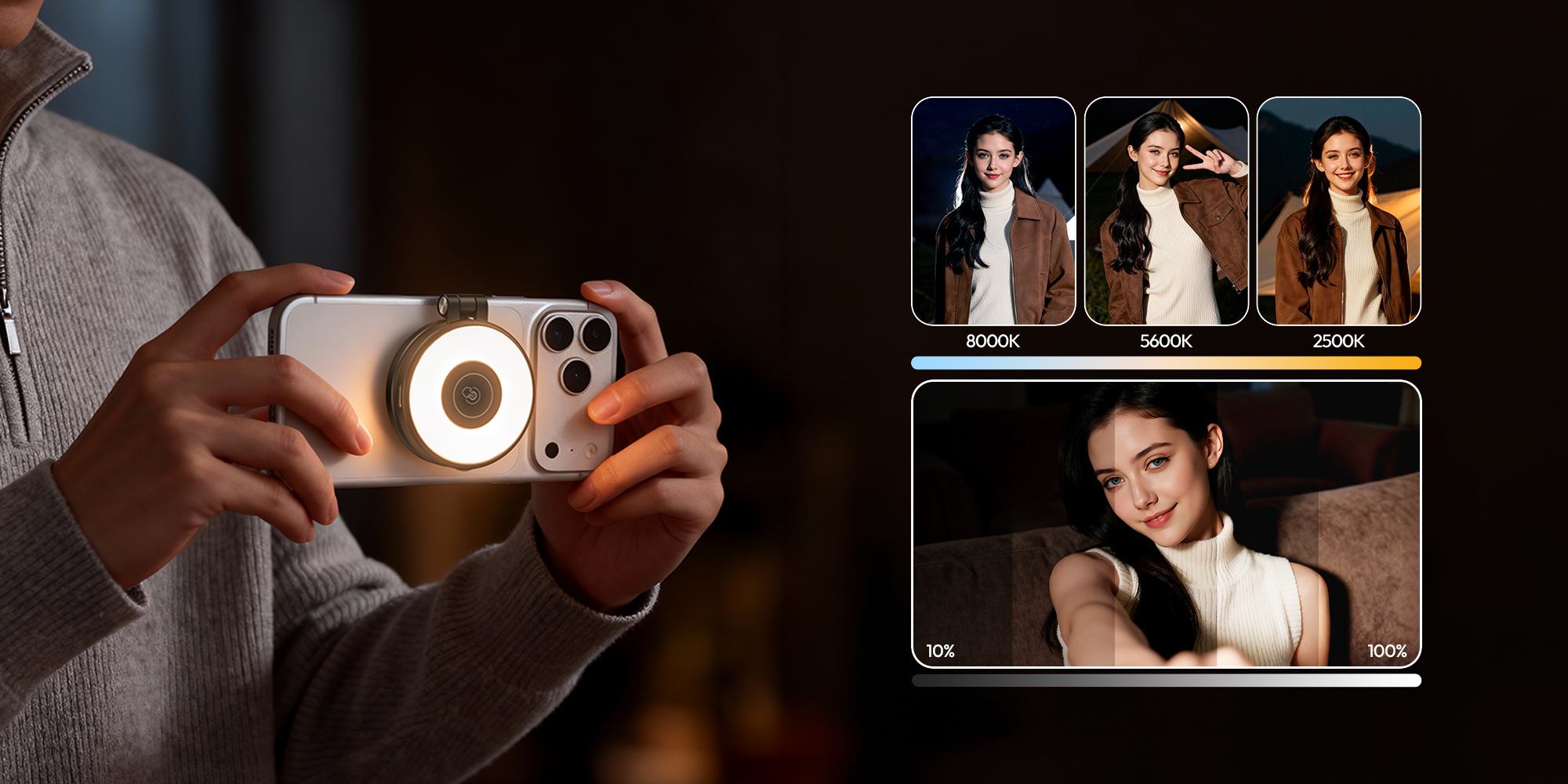 Lampa LED Ulanzi LM21 - WB (2500 K - 8000 K) - biała